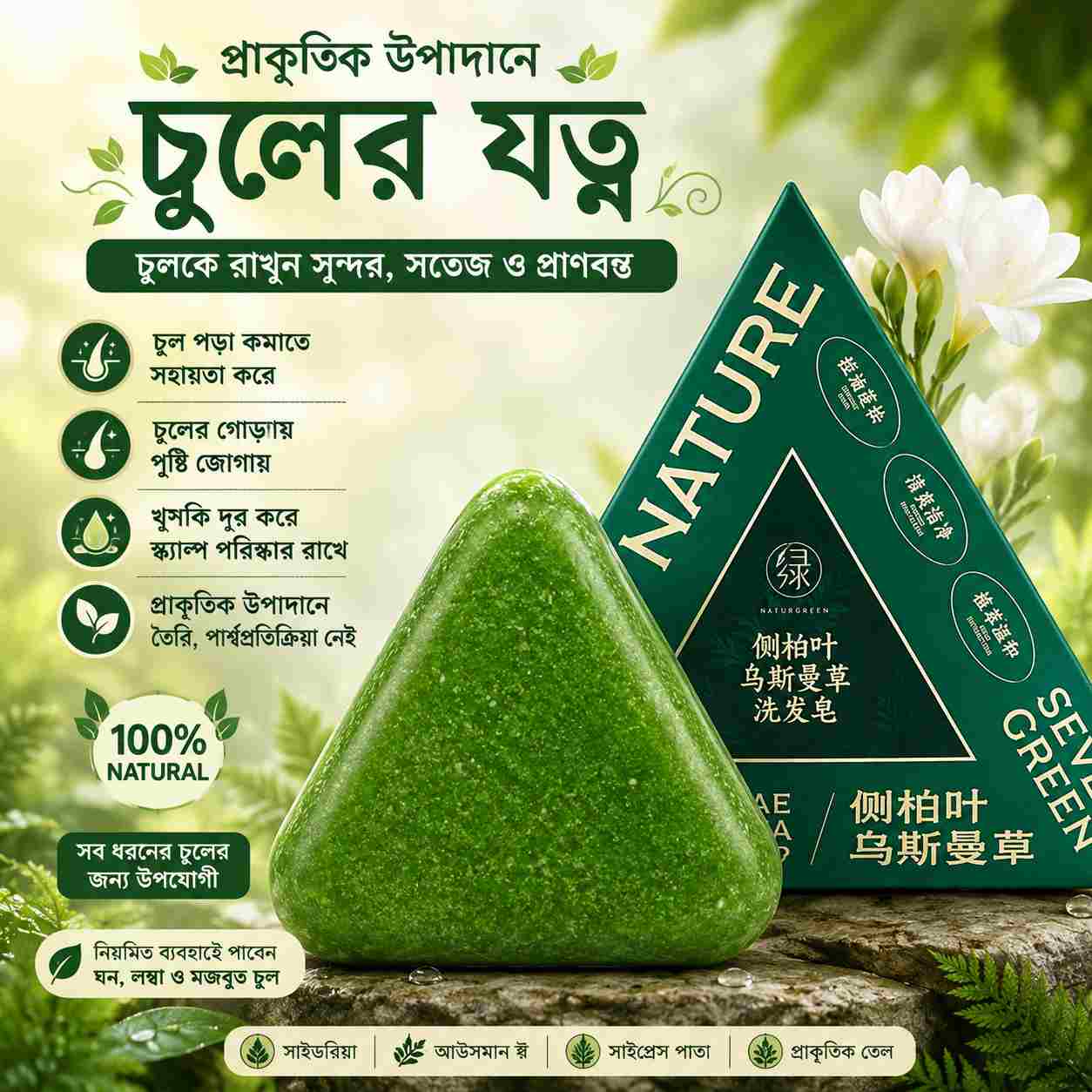 Seven Nature Green Shampoo Soap Bar